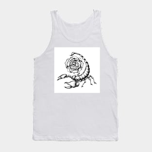 Scorpio and Rose Flower Tattoo in Engraving Style Tank Top